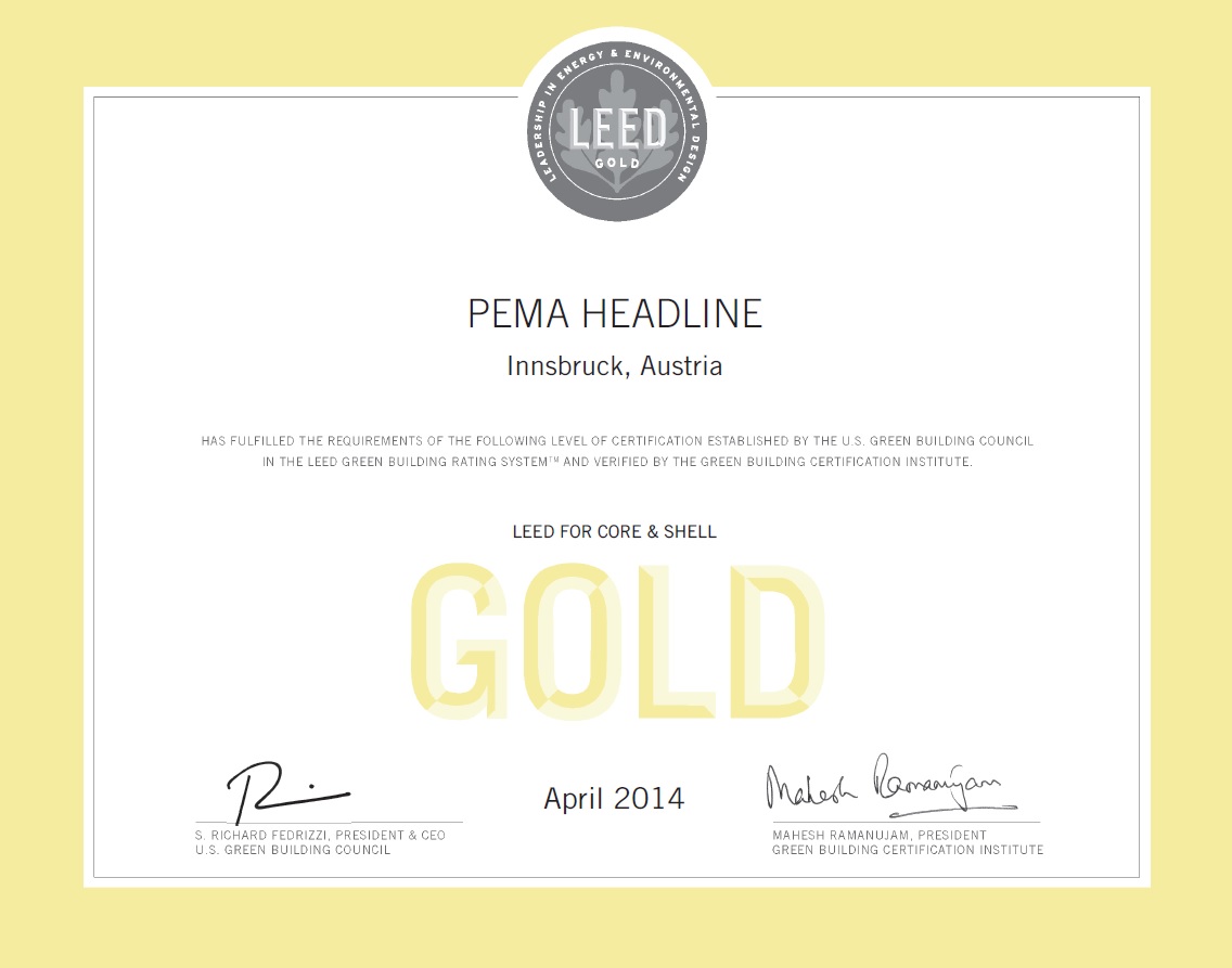 P1 Headline · LEED for Core & Shell Gold · April 2014