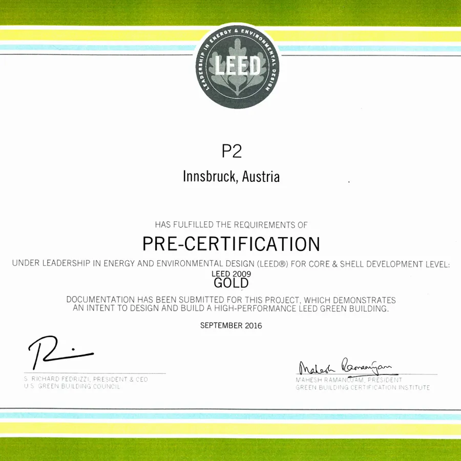 P2 URBANER HYBRID · LEED Gold · Pre-certification
