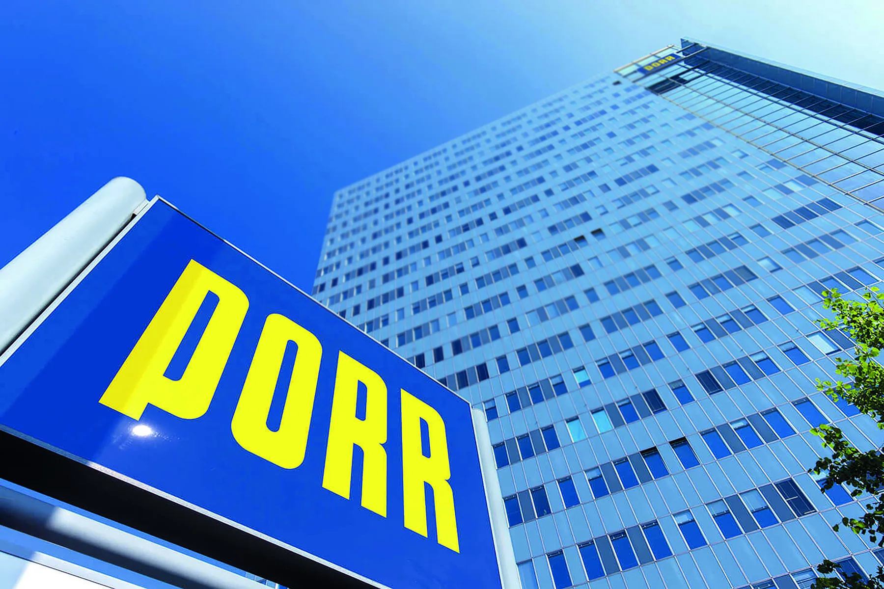 PORR Tower in Vienna at night